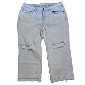 Lane Bryant Light Wash Distressed Cropped Wide Leg Jeans Size 16